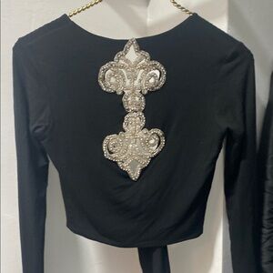 Sky limited edition Black Embellished Long Sleeve Blouse Small pre loved cond.